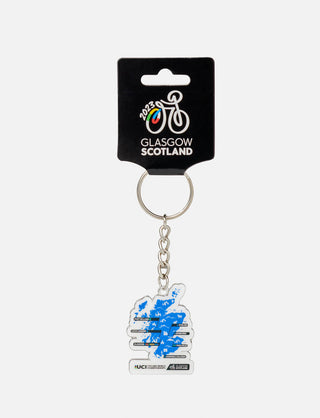 Cycling Worlds Scotland Metal Map Keyring - 2023 UCI Cycling World Championships